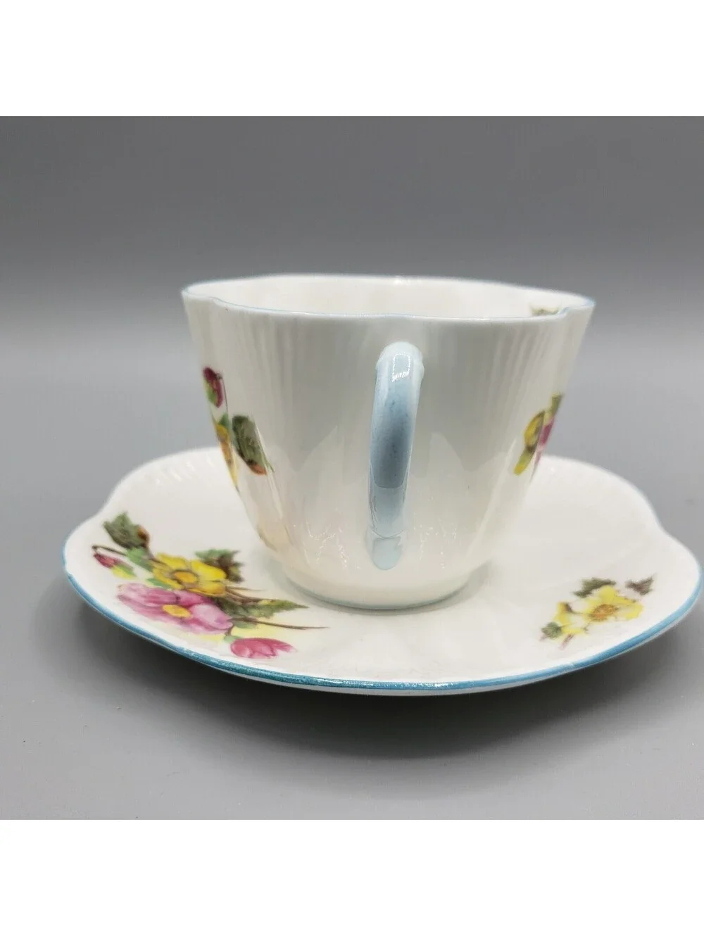 Vintage Shelley Teacup and Saucer Begonia Dainty Shape England LARGE